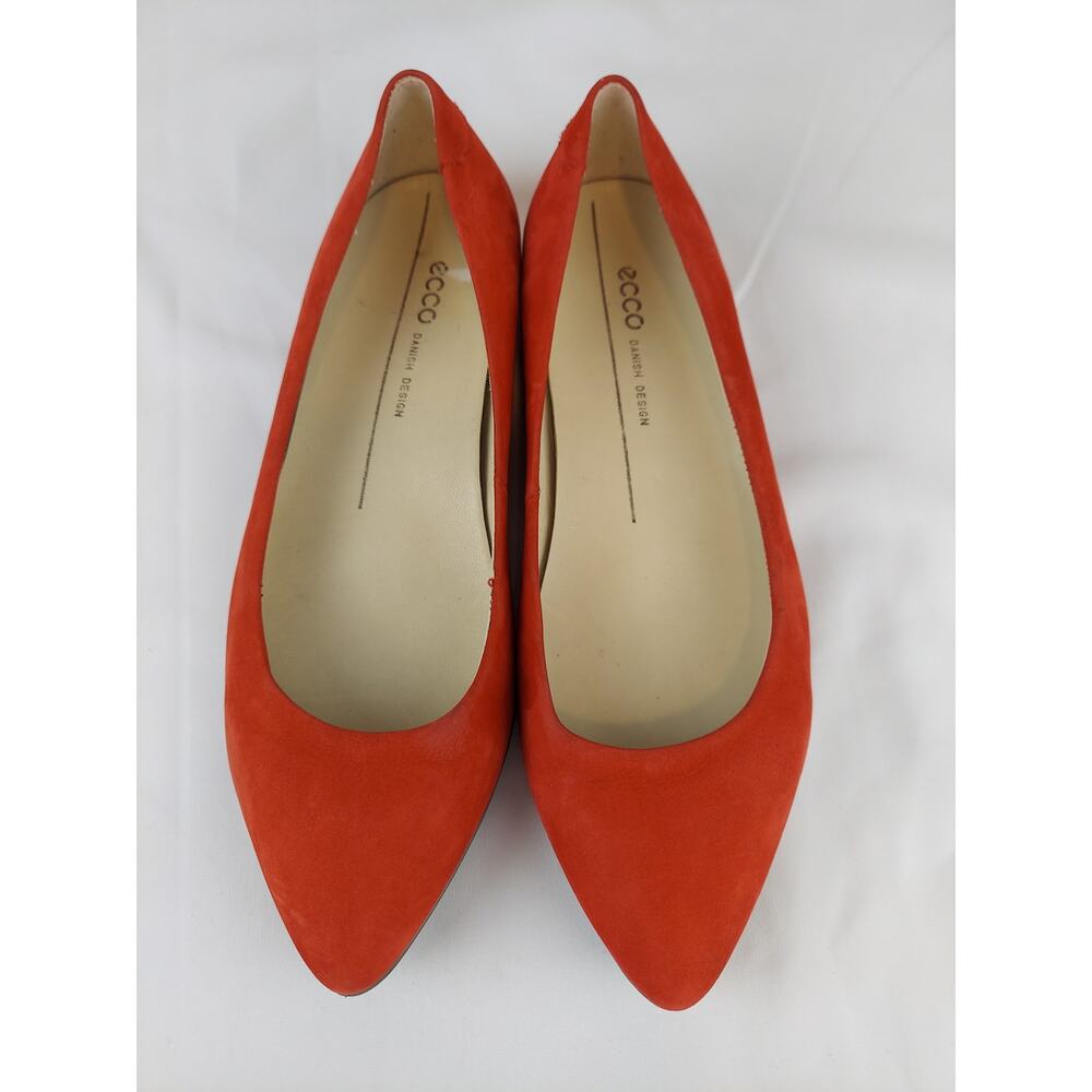 ECCO Women's Red Nubuck Leather Pointed Ballerina Flat Size 36 EU, 5-5.5 US